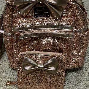 Loungefly rose gold Minnie Mouse backpack